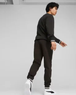 PUMA - Pantalone tuta da uomo nero con logo verde bianco