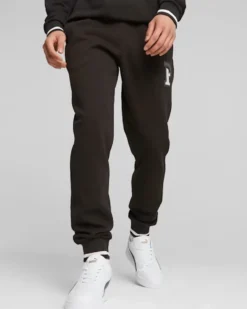 PUMA - Pantalone tuta da uomo nero con logo verde bianco