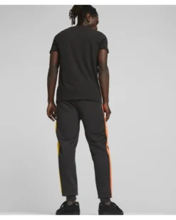 PUMA - Pantalone tuta da uomo nero con elastico alla caviglia e bande laterali