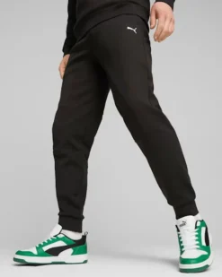 PUMA - Pantalone tuta da uomo nero con logo bianco