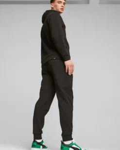 PUMA - Pantalone tuta da uomo nero con logo bianco