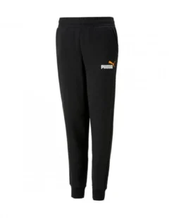 PUMA - Pantalone tuta da uomo nero con elastico in vita