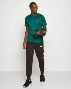 PUMA - Pantalone tuta da uomo nero con elastico in vita