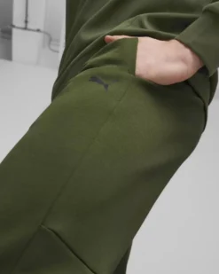 PUMA - Pantalone tuta da uomo verde scuro con logo nero