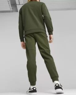 PUMA - Pantalone tuta da uomo verde scuro con logo nero