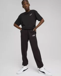 PUMA - PANTALONE TUTA JUNIOR ( 7-16 ANNI) NERO ESSENTIAL N. 1 LOGO SWEAT,  684914-01