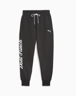 PUMA - Pantalone tuta nero da uomo con stampa laterale