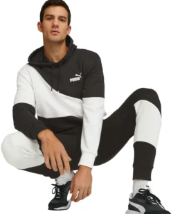 PUMA - Pantalone tuta nero e bianco da uomo