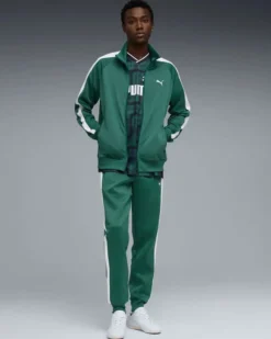 PUMA - PANTALONE VERDE  SMERALDO CON BANDE BIANCHE  T7 ALWAYS ON TRACKPUMA , 629588-41