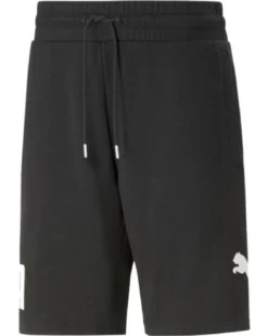 PUMA - Pantaloni corti da uomo neri con logo bianco