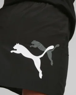 PUMA - Pantaloni corti da uomo neri con logo bianco