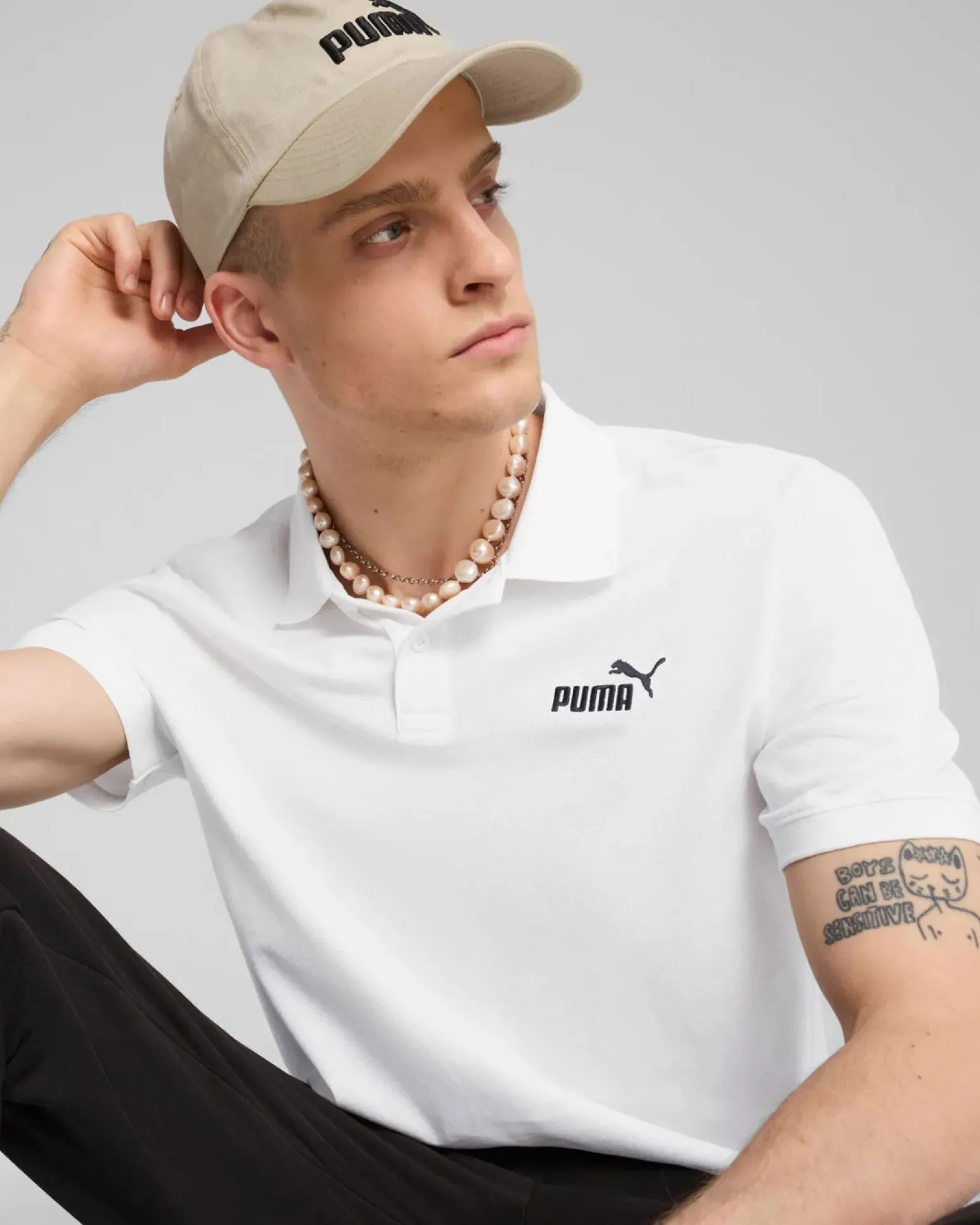 PUMA - POLO BIANCA ESSENTIAL N.1 LOGO PIQUE TU DA UOMO - 682552-02