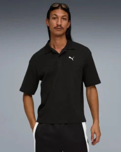 PUMA – POLO NERA  WARDROBE ESS BOXY WAFFLE DA UOMO, 634362-01