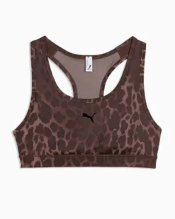 PUMA - REGGISENO SPORTIVO MACULATO MARRONE E NERO 4KEEPS BRA SPOTTED HAZE MID DA DONNA, 528511-13