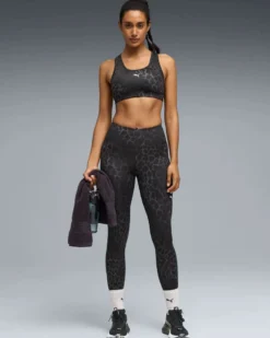 PUMA - REGGISENO SPORTIVO MACULATO NERO E GRIGIO 4KEEPS BRA SPOTTED HAZE MID DA DONNA, 528511-01