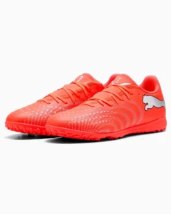 PUMA- SCARPA DA CALCETTO FUTURE 9 PLAY TT ROSSA FLUO CON DETTAGLI GRIGI E NERI DA UOMO, 108918-01