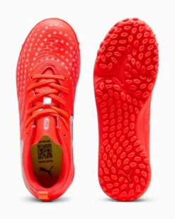 PUMA- SCARPA DA CALCETTO KIDS FUTURE 9 PLAY TT ROSSA FLUO CON DETTAGLI GRIGI E NERI DAL 33 AL 38.5, 108929-01