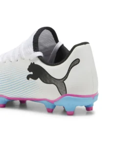 PUMA - Scarpa da calcio bambino bianca e nera con suola colorata - FUTURE 7 PLAY FG/AG JR