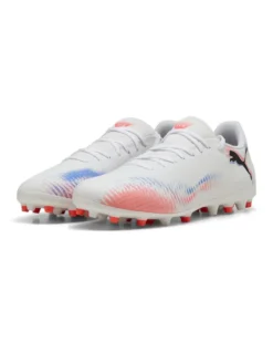 PUMA - Scarpa da calcio  bianca con dettagli blu e arancioni - FUTURE 8 PLAY MG