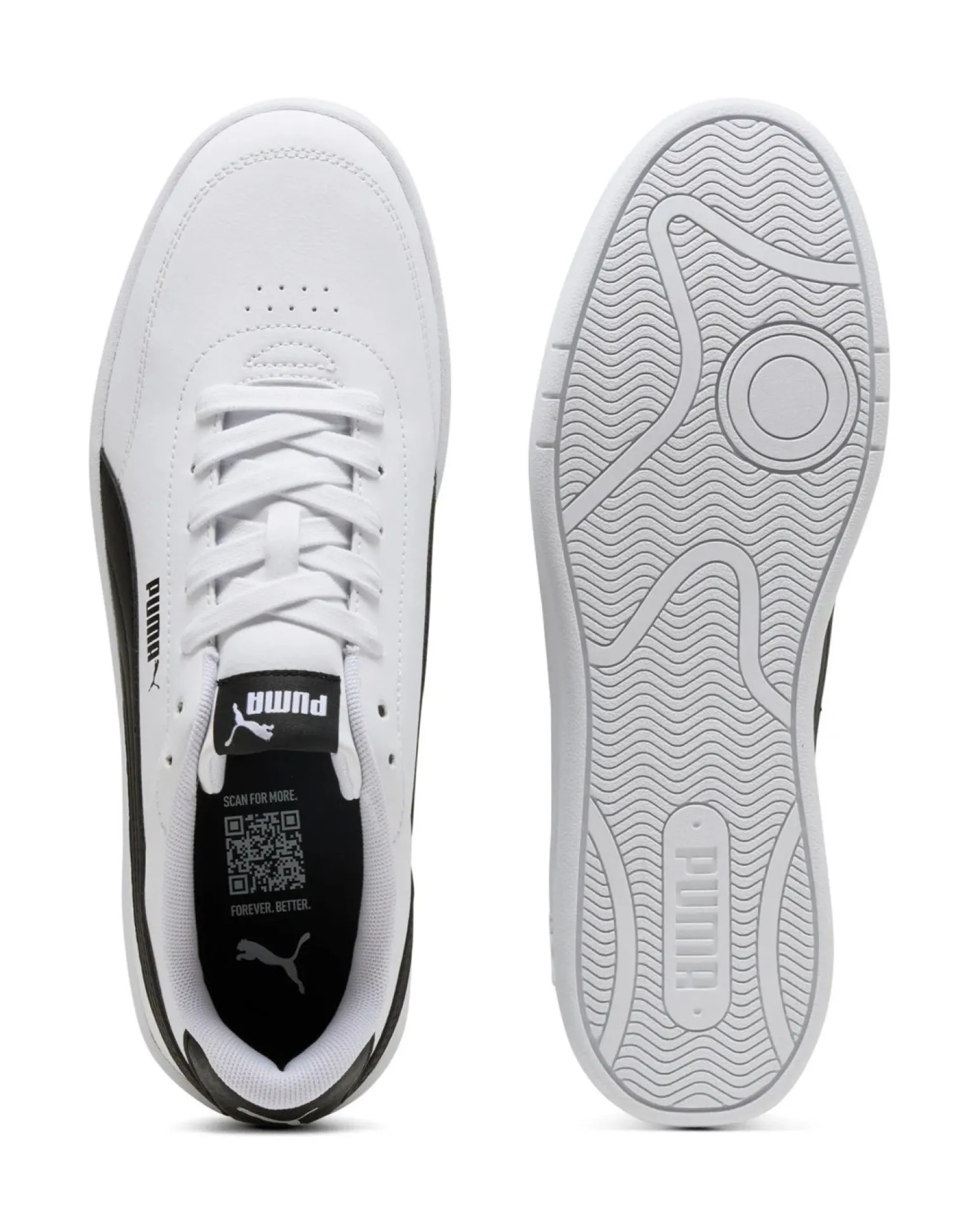 PUMA -Scarpa da uomo bianca con dettagli neri - COURT CLASSIC CLEAN