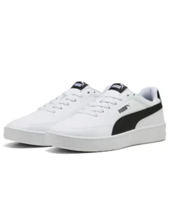 PUMA -Scarpa da uomo bianca con dettagli neri - COURT CLASSIC CLEAN