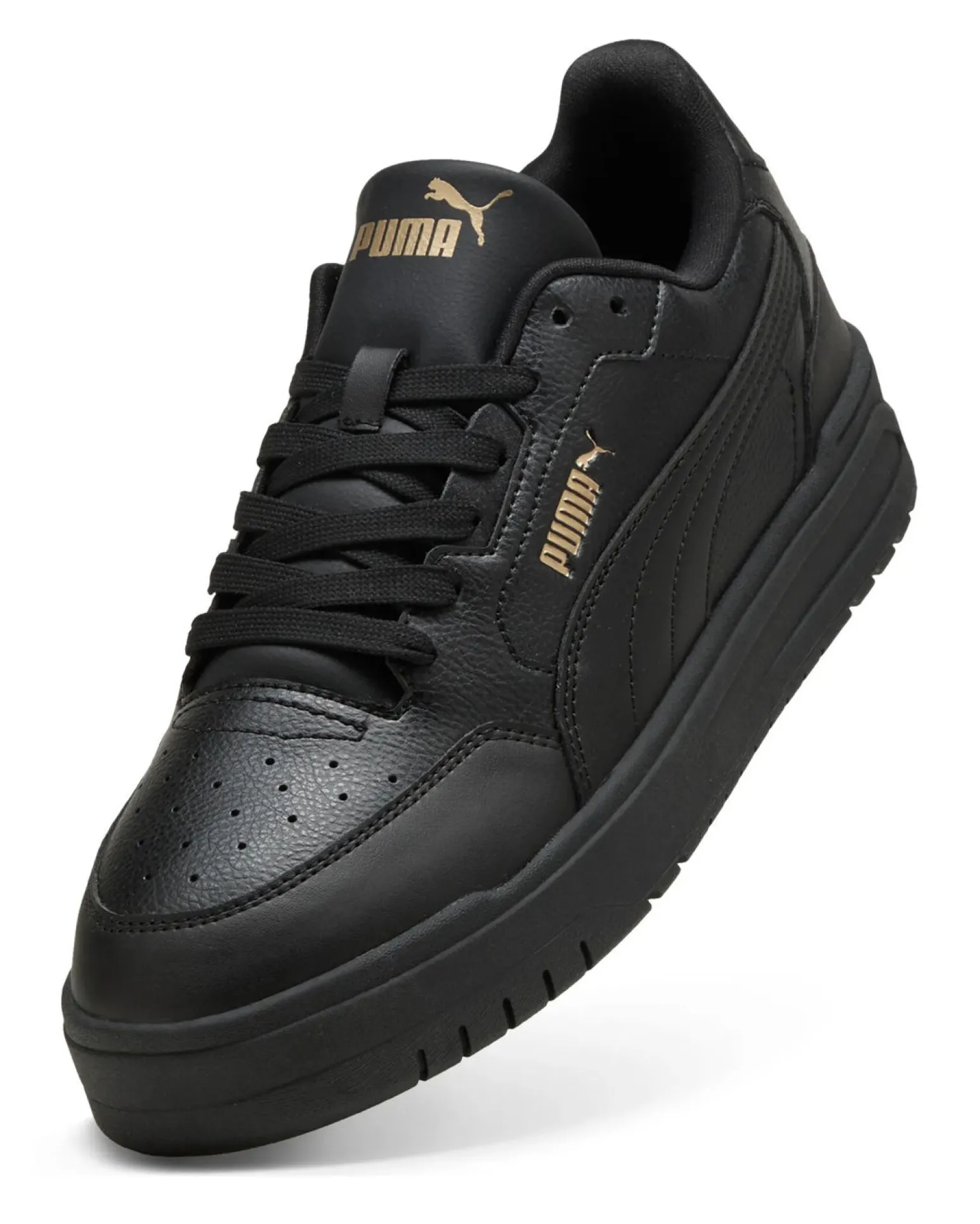 PUMA - Scarpa total black con dettgali logo oro - SHUFFLE DOWNTOWN
