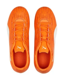 PUMA - Scarpe da calcio bambino arancioni e bianche, numerata 28/38,5 - RAPIDO III FG/AG JR