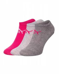 PUMA - Set 3 paia calzini da donna rosa e grigi