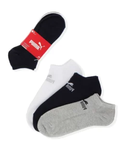 PUMA - Set 3 paia calzini fantasmino da uomo blu grigio e bianco