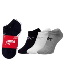 PUMA - Set 3 paia calzini fantasmino da uomo nero grigio e bianco