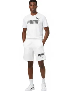 PUMA - SHORT BIANCO  ESSENTIAL GRAPHIC IN JERSEY DA UOMO, 694943-02