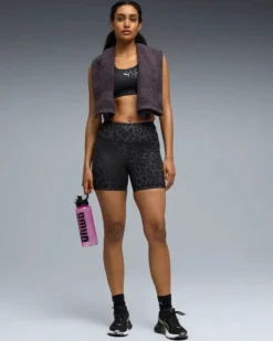 PUMA - SHORT MACULATO NERO E GRIGIO ESSENTIAL SPOTTED HAZE   DA DONNA, 528513-01