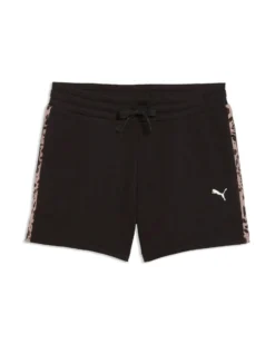 PUMA - SHORT NERO CON BANDE LATERALI MACULATE MARRONE E NERO  ESSENTIAL GRAPHIC ANIMAL TR 5