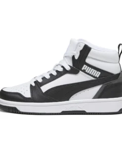 PUMA - Sneaker alta da ragazzo bianca e nera con lacci, numerata 36/39 - REBOUND V6 MID JR