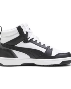 PUMA - Sneaker alta da ragazzo bianca e nera con lacci, numerata 36/39 - REBOUND V6 MID JR