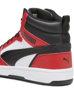 PUMA - Sneaker alta da uomo bianca e rossa con logo nero - REBOUND V6
