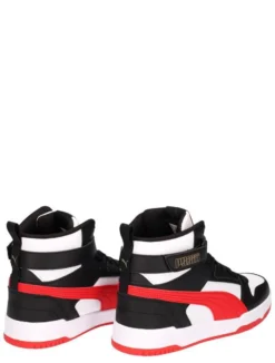 PUMA - Sneaker alta nera e bianca con logo rosso e strappo, numerata 36/39 - RBD GAME JR