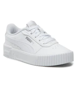 PUMA - Sneaker da bambina bianca con dettagli argento, numerata 28/35 - CARINA 2.0 POP UP METALLICS PS