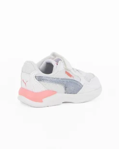 PUMA - Sneaker da bambina bianca e rosa con logo metallizzato e strappo, numerata 20/27 - X RAY SPEED LITE BLINK AC INF