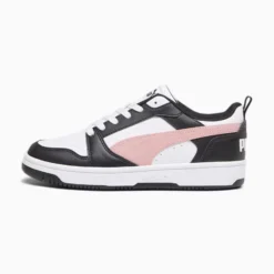 PUMA - Sneaker da donna bianca e nera con logo rosa - REBOUND V6 LOW