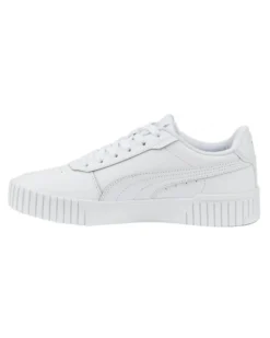PUMA - Sneaker da donna bianca in VERA PELLE con dettagli argento - CARINA 2.0