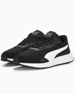 PUMA - Sneaker da uomo bianca e nera in mesh traspirante con soletta in memory foam - RUNTAMED
