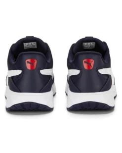 PUMA - Sneaker da uomo blu e bianca in mesh traspirante con dettagli rossi e soletta in memory foam - RUNTAMED
