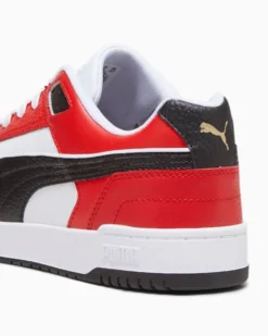 PUMA - Sneaker da uomo in VERA PELLE bianca e rossa con logo nero - RBD GAME LOW