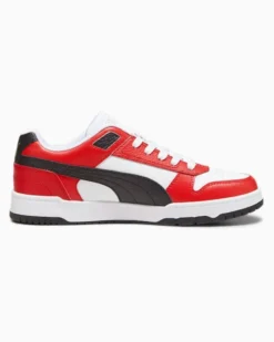 PUMA - Sneaker da uomo in VERA PELLE bianca e rossa con logo nero - RBD GAME LOW