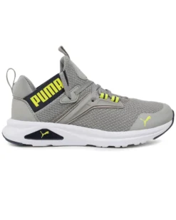 PUMA - Sneaker grigia e gialla con dettagli blu e soletta in memory foam,  numerata 36/39 - ENZO 2 REFRESH JR