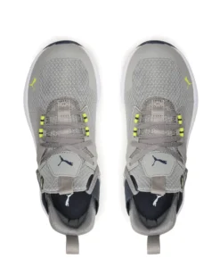 PUMA - Sneaker grigia e gialla con dettagli blu e soletta in memory foam,  numerata 36/39 - ENZO 2 REFRESH JR