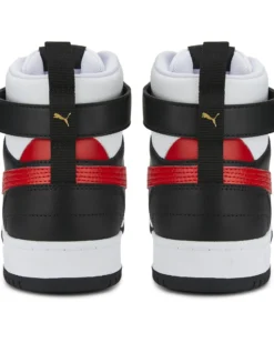 PUMA - Sneakers alta da uomo in VERA PELLE bianca e nera con dettagli rossi - RBD GAME
