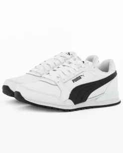 PUMA - Sneakers bianca e nera in VERA PELLE con soletta in memory foam, numerata 36/39 - ST RUNNER V3 L JR