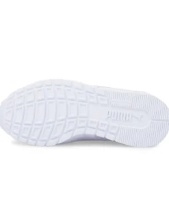 PUMA - Sneakers da bambino bianca in VERA PELLE con doppio strappo e soletta in memory foam, numerata 28/35 - ST RUNNER V3 L V PS